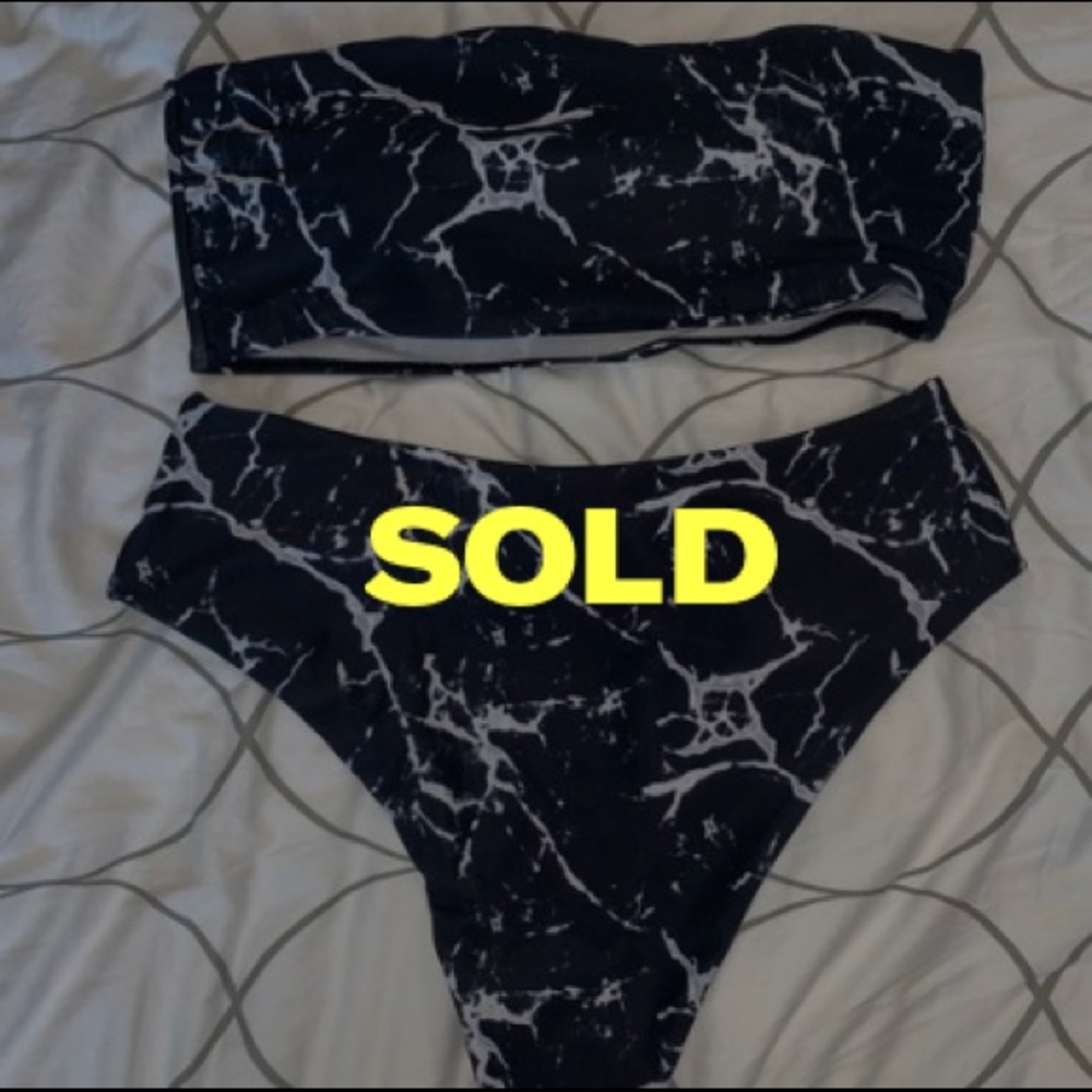 *SOLD* Marble Print High Waisted Bikini Set